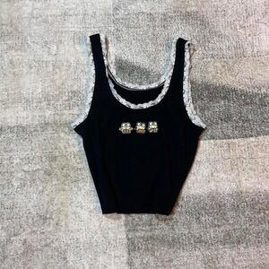 Vintage Y2K hello kitty lace trim crop top